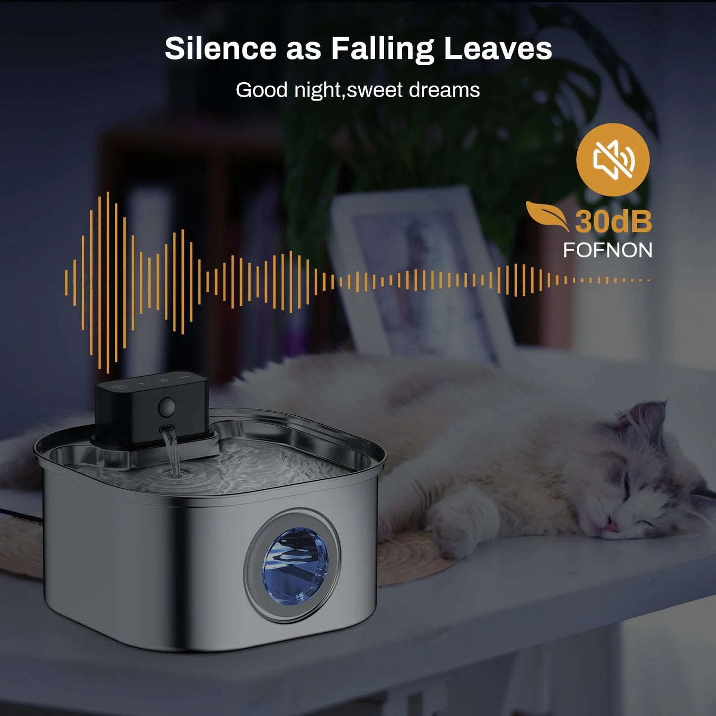 3.2L Wireless Pet Water Fountain — Stainless Steel, Motion Sensor & Silent Filter for Cats & Dogs