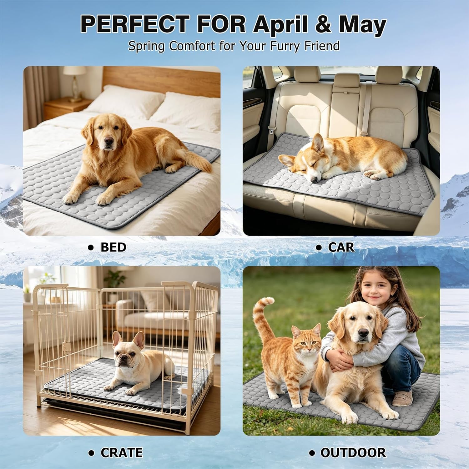 Breathable Dog & Cat Cooling Mat — Washable Non-Slip Pad for Crates, Cars & Outdoor Use