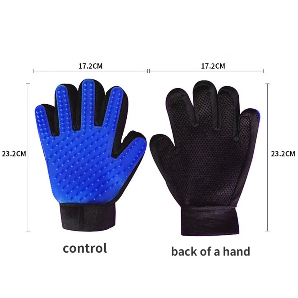 Pet Grooming & Deshedding Glove — Hair Removal Massage Brush for Dogs & Cats