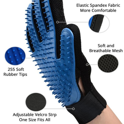 Pet Grooming & Deshedding Glove — Hair Removal Massage Brush for Dogs & Cats