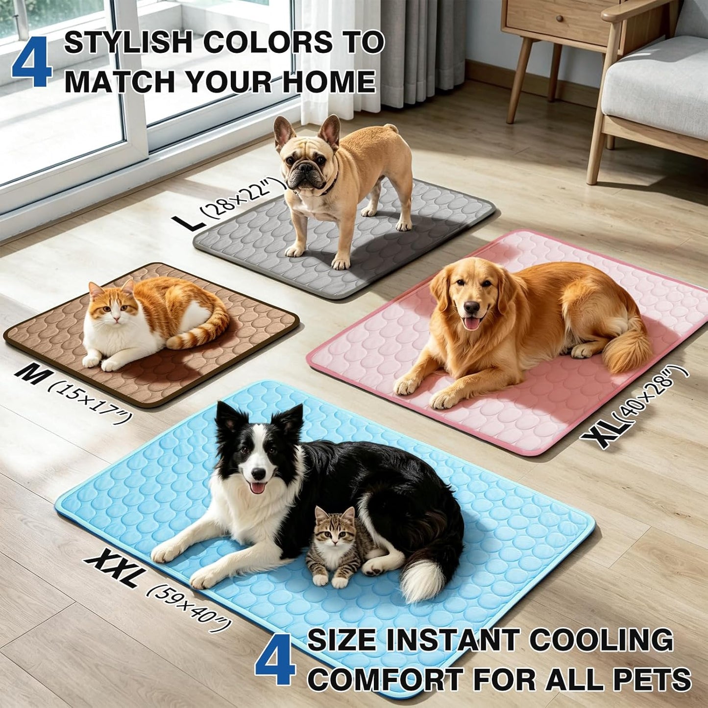 Breathable Dog & Cat Cooling Mat — Washable Non-Slip Pad for Crates, Cars & Outdoor Use