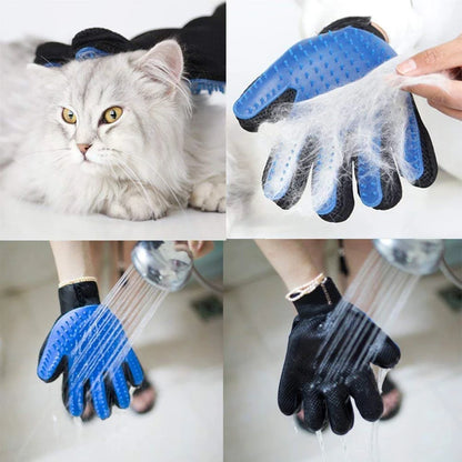 Pet Grooming & Deshedding Glove — Hair Removal Massage Brush for Dogs & Cats